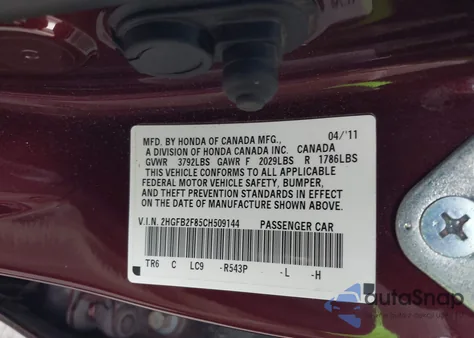 2012 Honda Civic Ex z USA, uszkodzony, nr VIN 2HGFB2F85CH509144